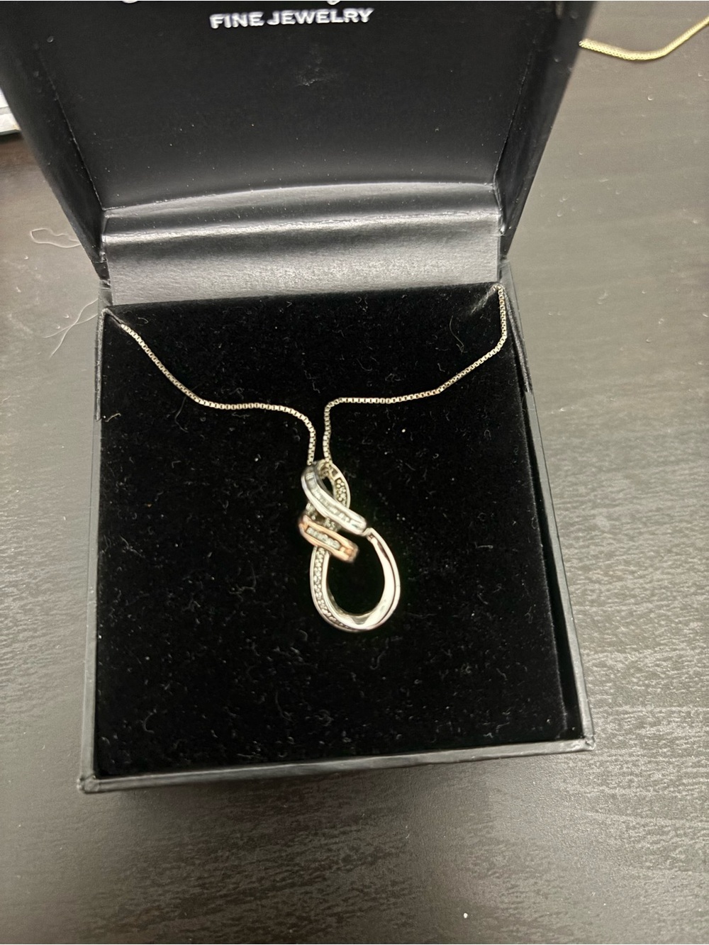 Macy's Two-Tone Infinity Twist Pendant Necklace - Silver & Rose Gold